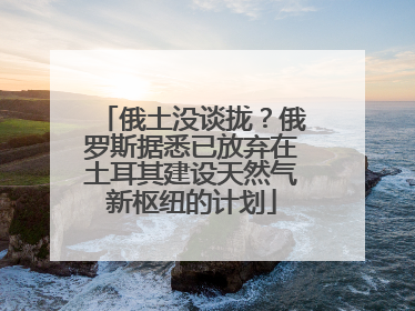 俄土没谈拢？俄罗斯据悉已放弃在土耳其建设天然气新枢纽的计划